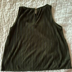Loft Pleated deep green sleeveless top.
